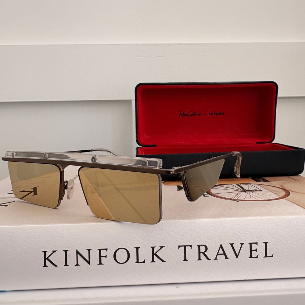 Adam Selman Le Specs Gold-Tinted Rectangular Sunglasses